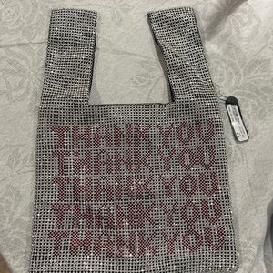AKIRA brand Silver/Red Thank You bag